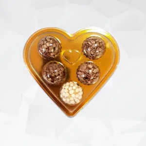 5 cavities Clear/Metallic Gold Heart Candy case (5 count)