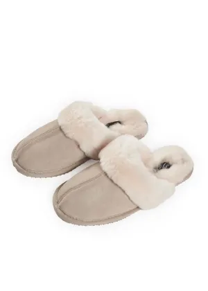 Classic Beige Luxury Sheepskin Slippers