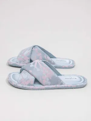 Classic Cross-Strap Embroidery Slippers