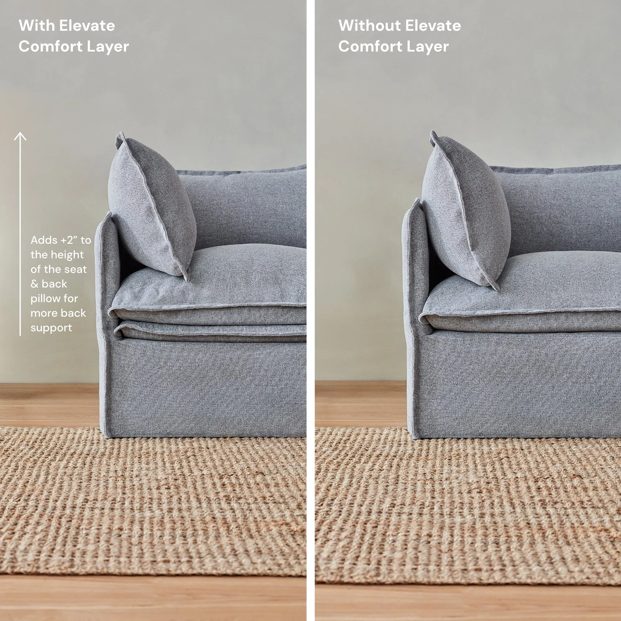 Elevate Comfort Layer Set for Armchair & Ottoman | Blended Weave in Flour