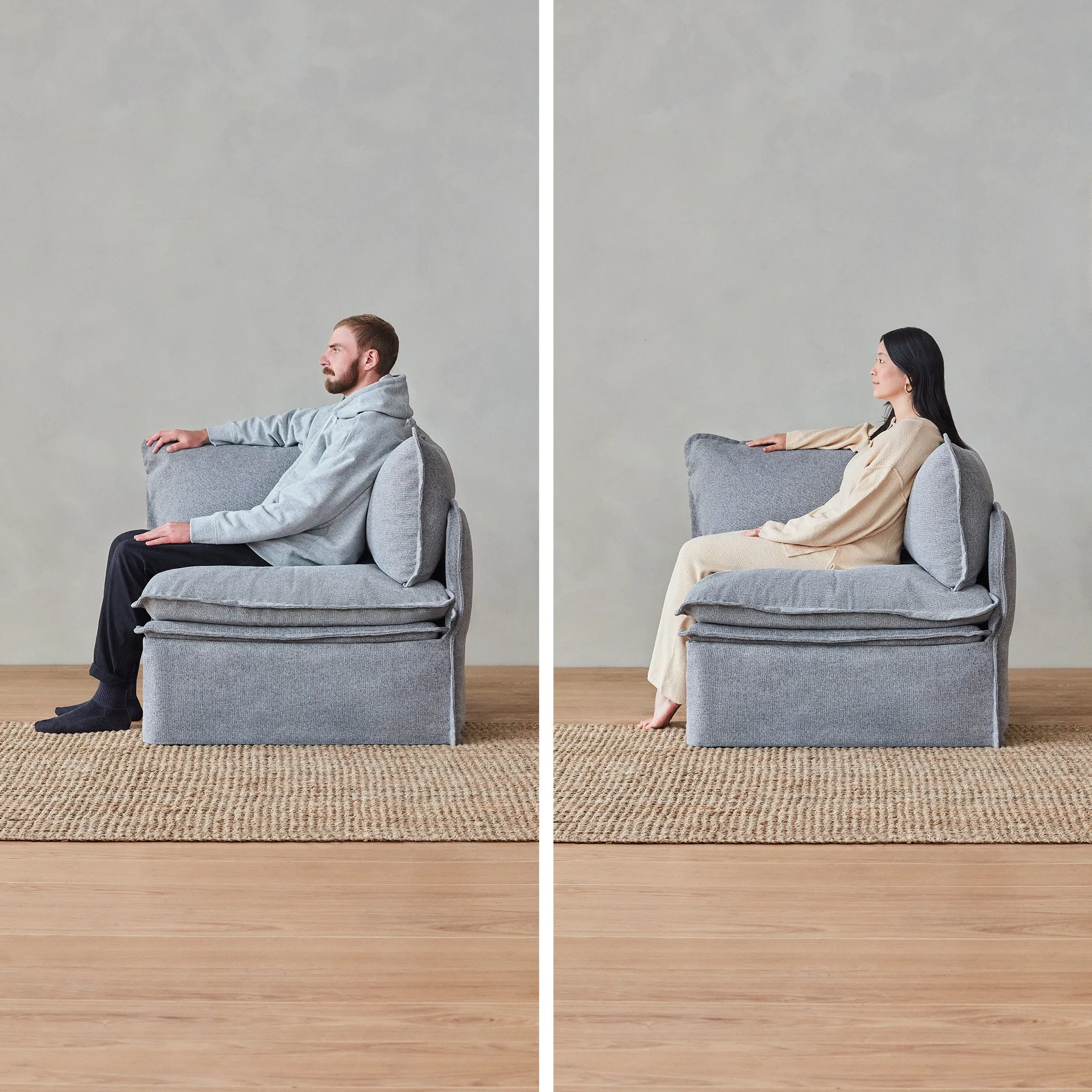 Elevate Comfort Layer Set for Armchair & Ottoman | Blended Weave in Flour