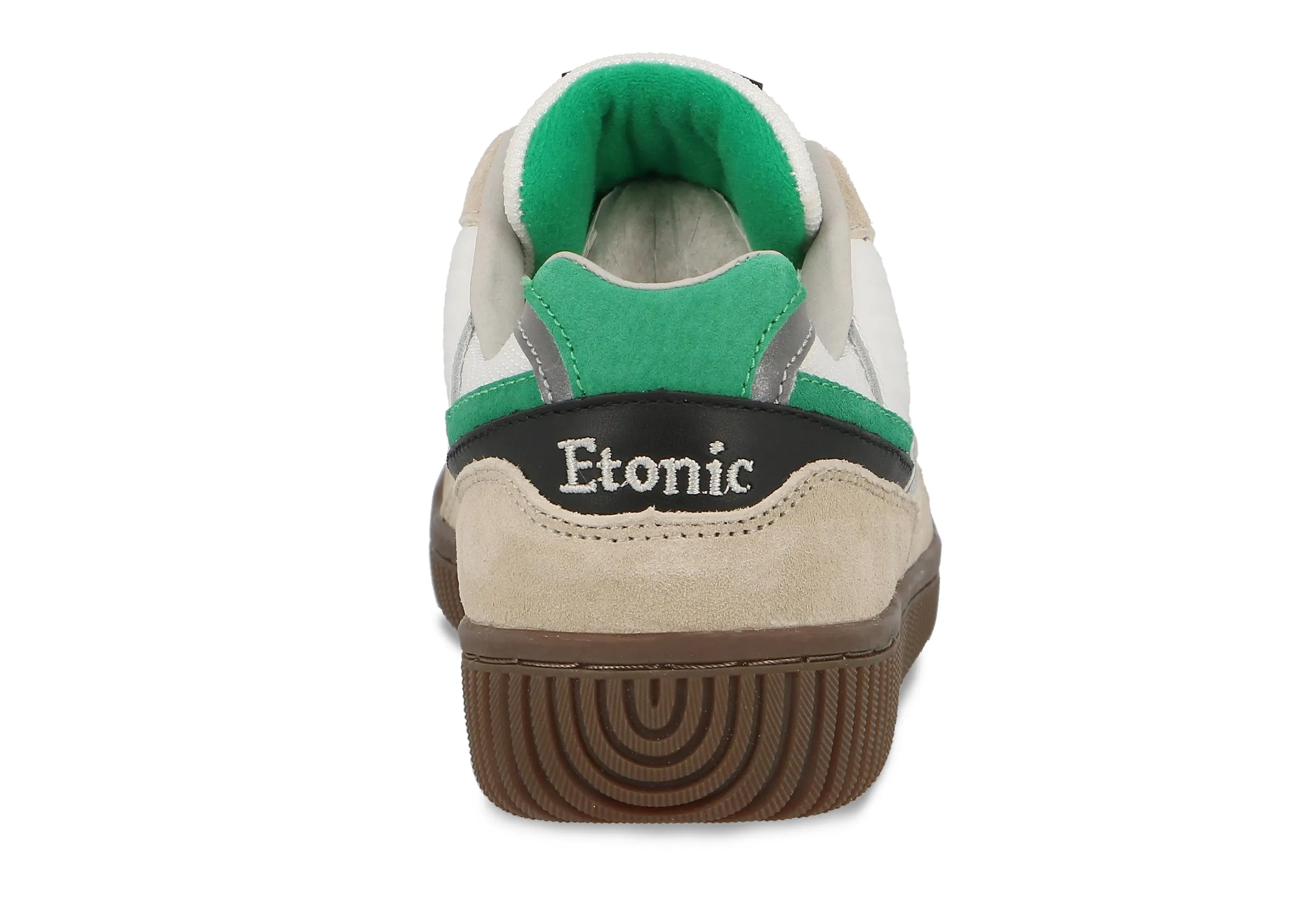 Etonic DROPSHOT sneakers in beige suede leather, white mesh, green and black details with light honey outsole.