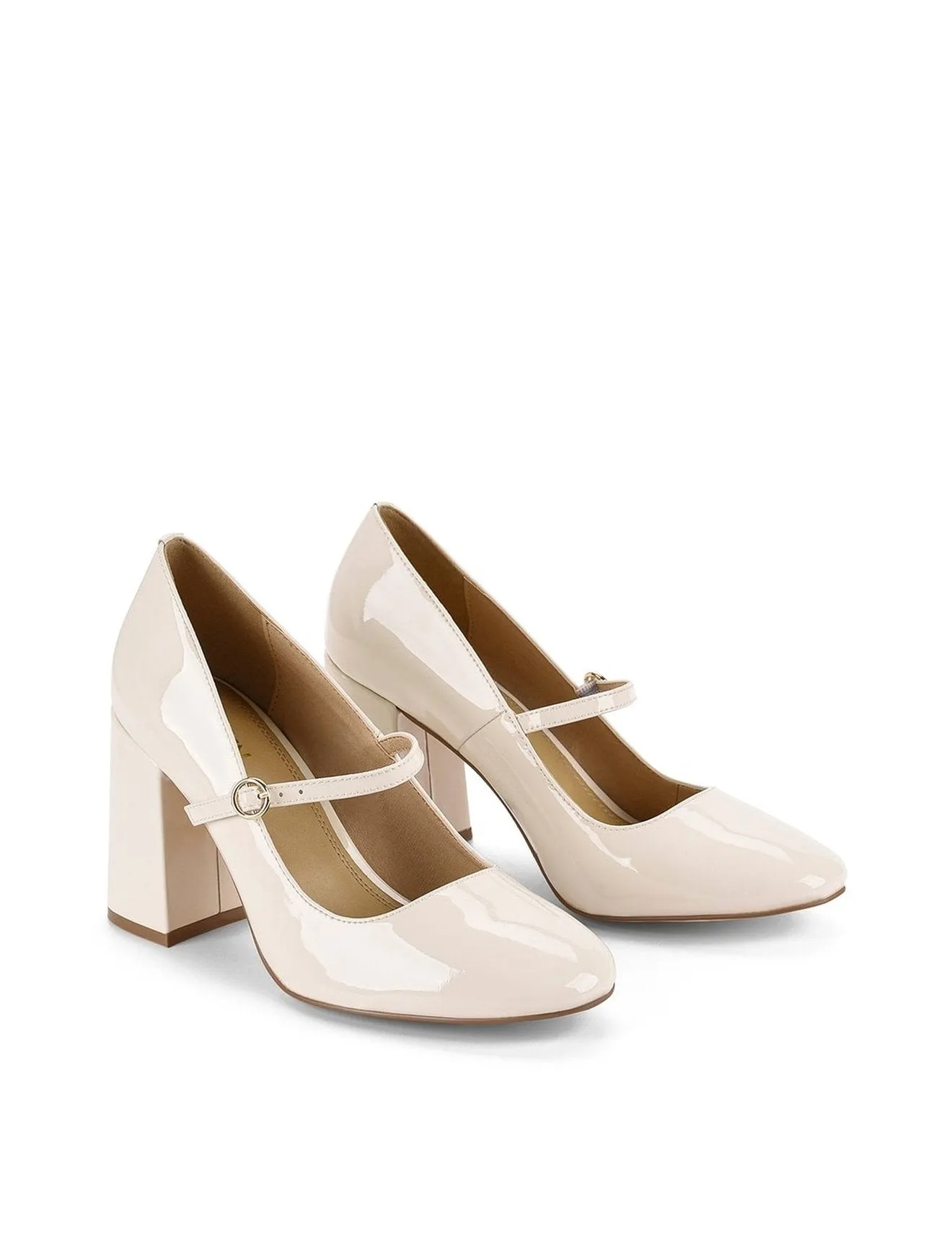 Gigi Block Heel Pump - Chalk Patent Leather