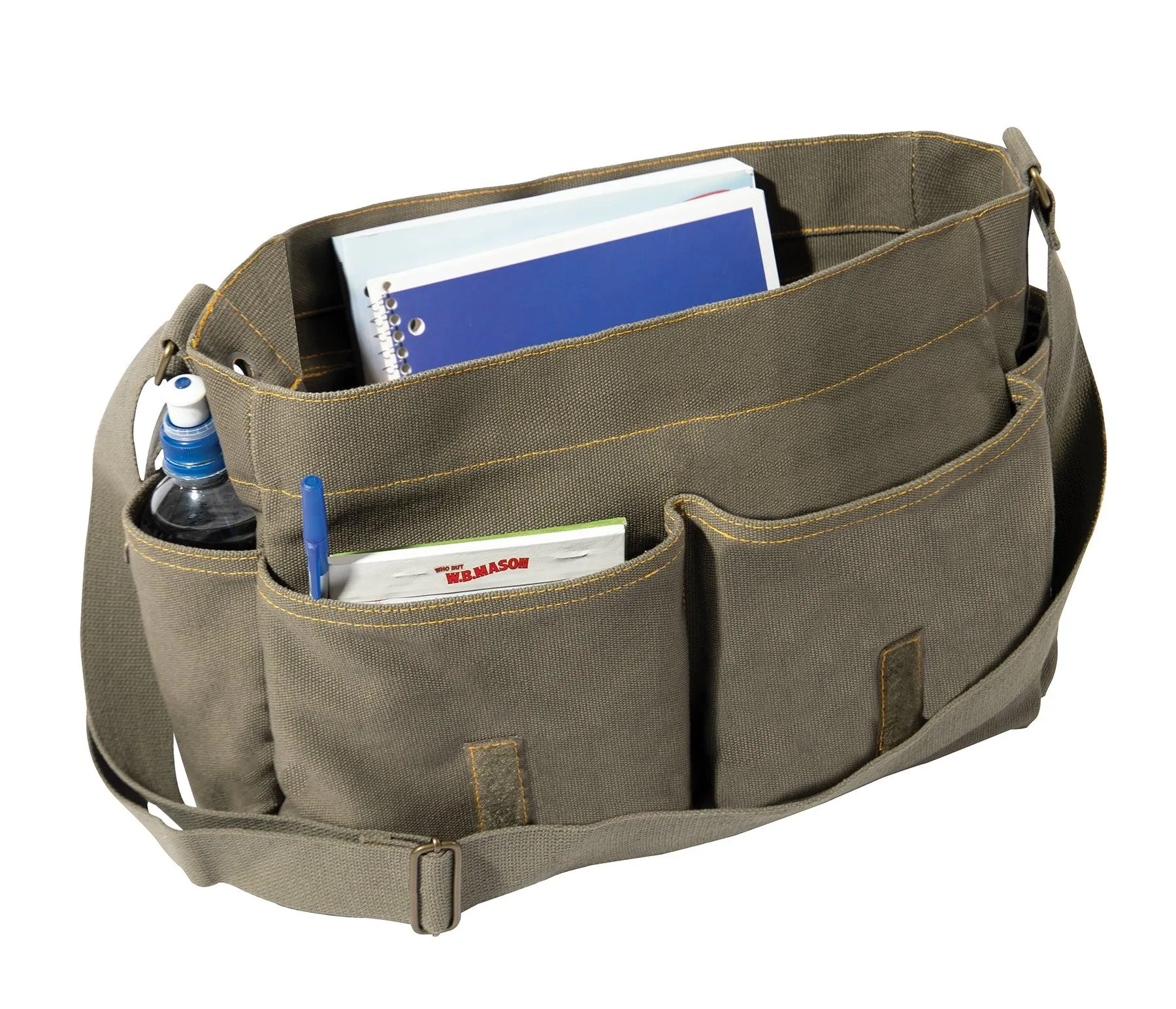 Heavyweight Canvas Classic Messenger Bag With Military Stencil