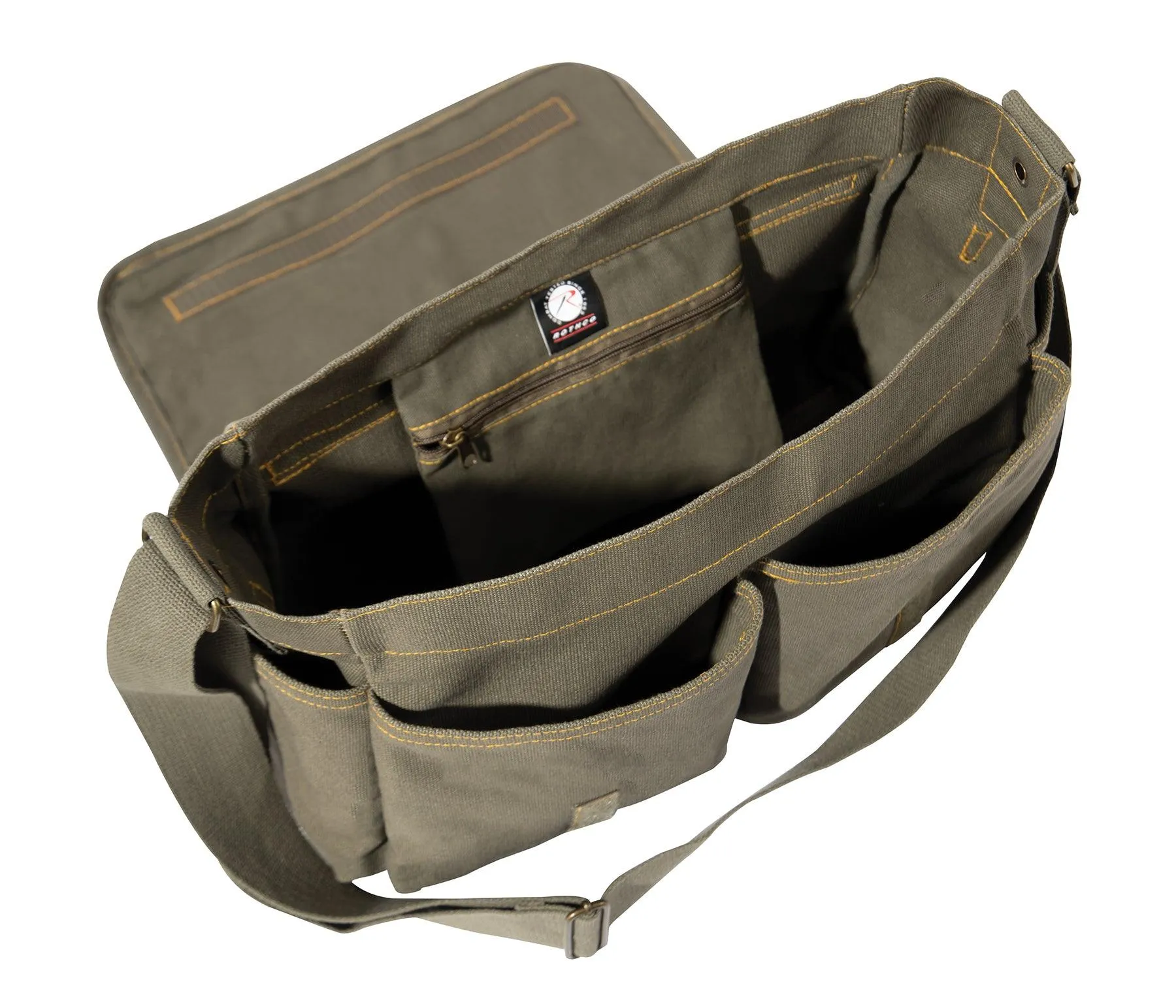 Heavyweight Canvas Classic Messenger Bag With Military Stencil