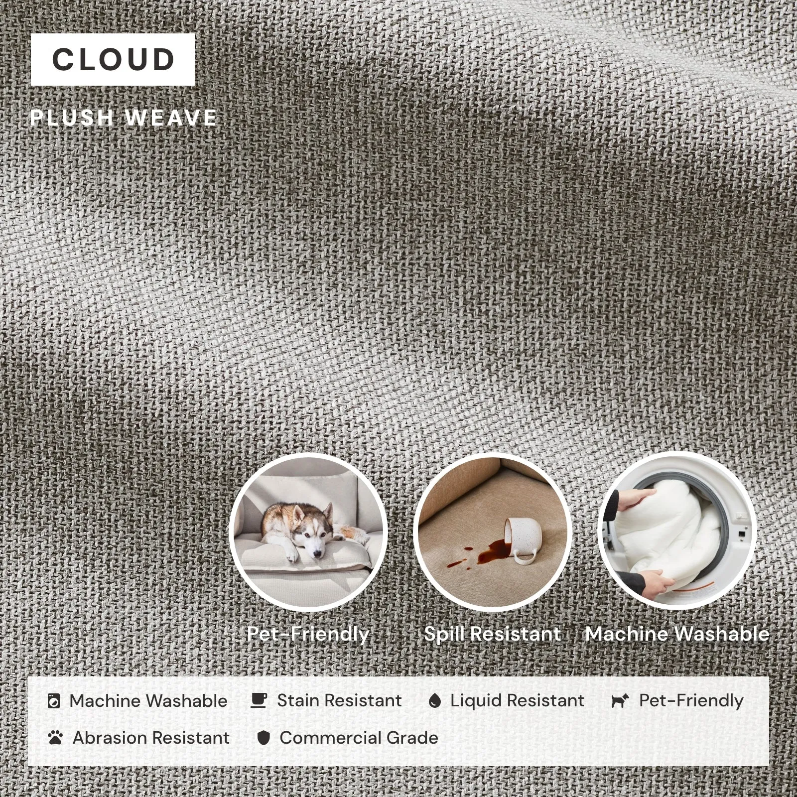 Modular Performance Armchair & Ottoman in Cloud | Relaxed Blend