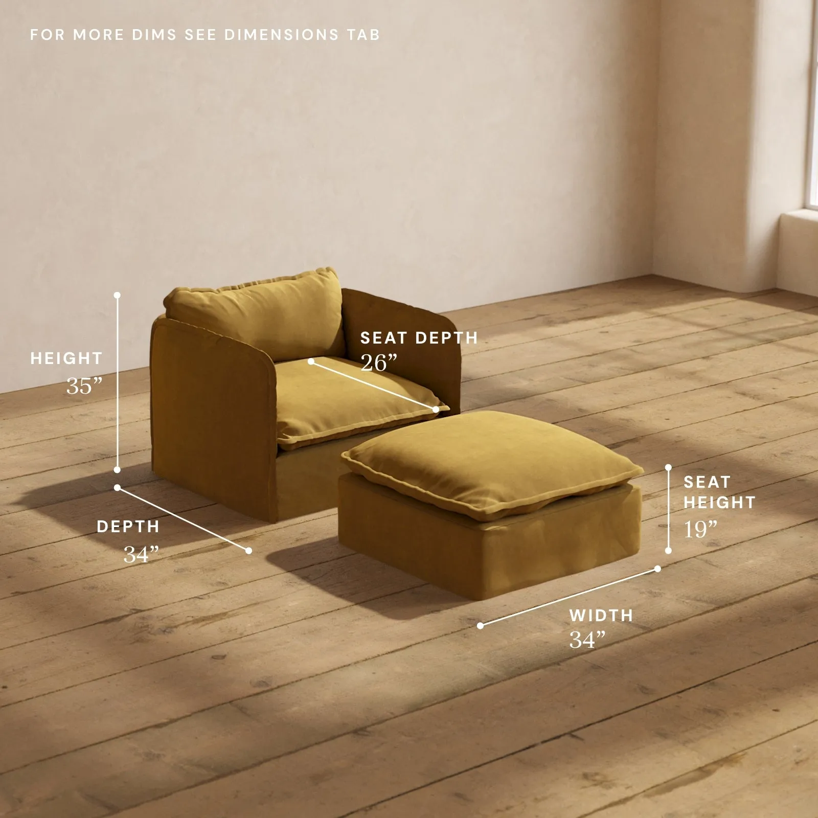 Modular Performance Armchair & Ottoman in Toffee | Relaxed Blend