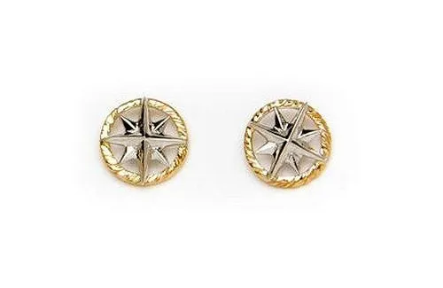 Petite 14k Gold Compass Rose Stud Earrings