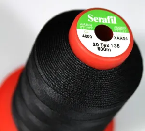 Serafil Threads - Black (Color Code 4000 - 600 Meter Size #20) - Threads for Shoes, Leather, Canvas and Upholstery Sewing