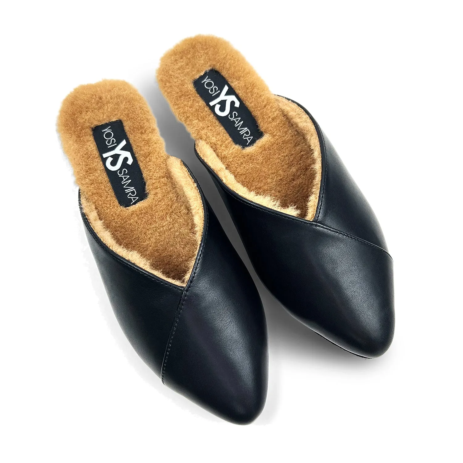 Valentina Slipper Mule in Black Leather